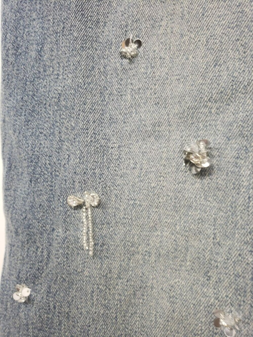 NEW Simkhai $695 Zealand Jeans Hollywood Blue Crystal Embellished Sequin Bling - Picture 8 of 16